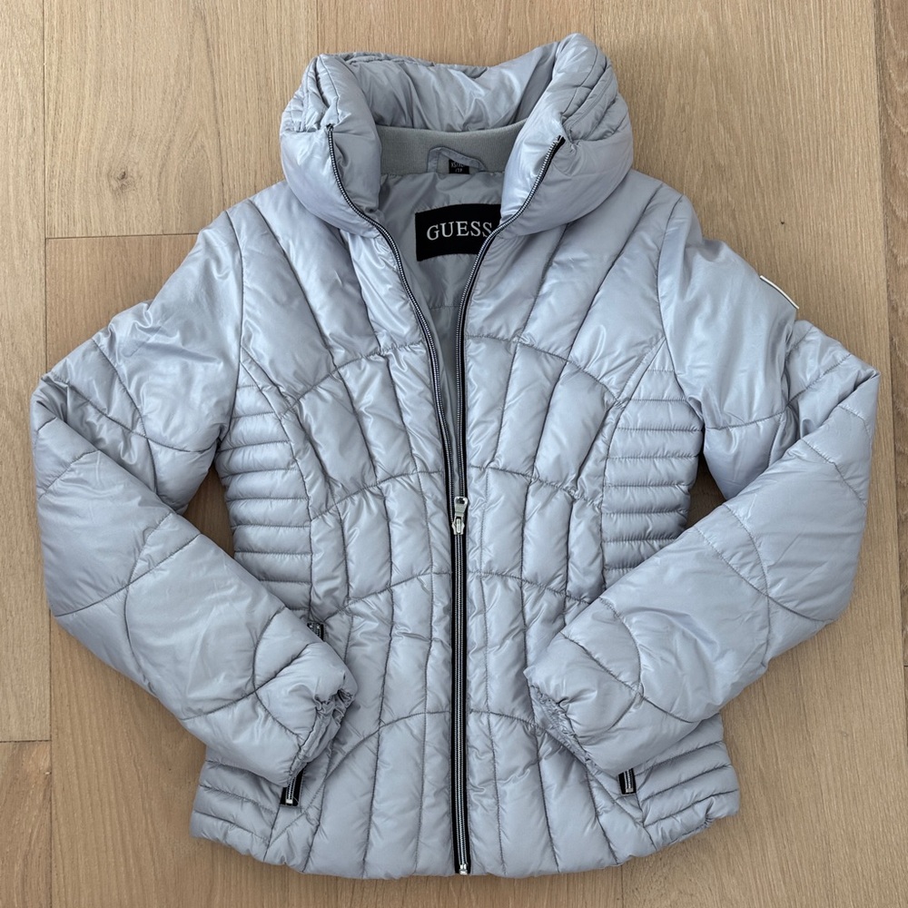 GUESS Metallic Silver Quilted Jacket